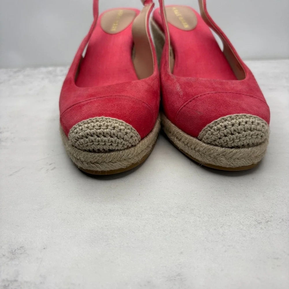 Cole Haan Cloudfeel Slingback Espadrille Wedge Pumps 7.5 Geranium Suede NWOB